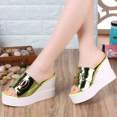 Женские тапочки, новинка 2023 года, лето, женская обувь на танкетке «рыбий рот», женская обувь на платформе, модные женские сандалии из искусственной кожи на высоком каблуке 9 см