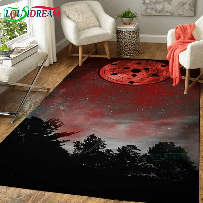 Anime Sharingan Carpet Rug Large Soft Flannel Floor Mat for Bedroom Living Room Decor Lightweight Blanket for Adults Kids Gift