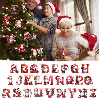 Новая акриловая рождественская декоративная подвеска, украшение на рождественскую елку в виде буквы, подвеска для автомобиля, плоская 2D.