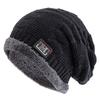 New Unisex Warm Winter Hat Fashion M Letter Label Knitted Hats For Men Women Add Fur Lined Thick Ski Beanie Bonnet Cap