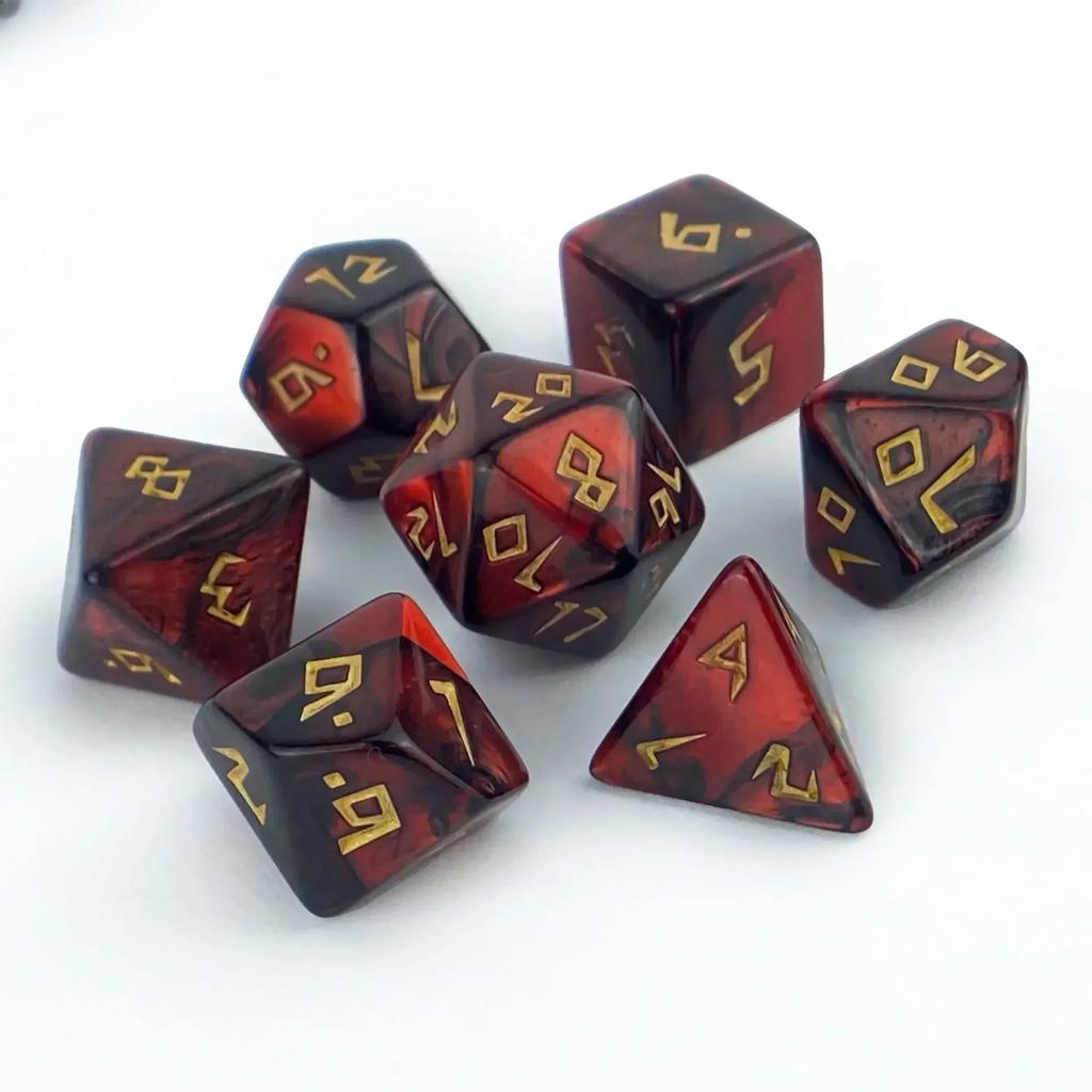 7pcs/set of COC Bicolor Acrylic Polyhedral Dice for DND Rpg Cthulhu Dice Board Game Running Group Number Dice Set