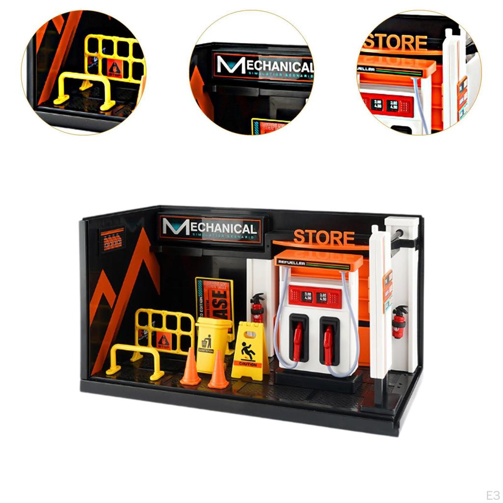 1/24 Диорама Модель гаража для автомобиля, Мастерская Сцена Модель для микроландшафта, Песочный стол,