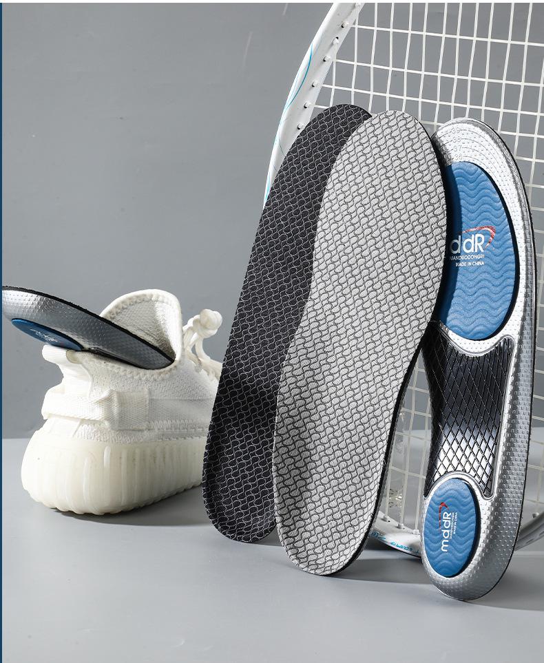 High Elastic Sports Insole: Shock Absorption, Sweat & Odor Control, Breathable, Arch Support for Badminton, Basketball, Running, and Casual Wear.