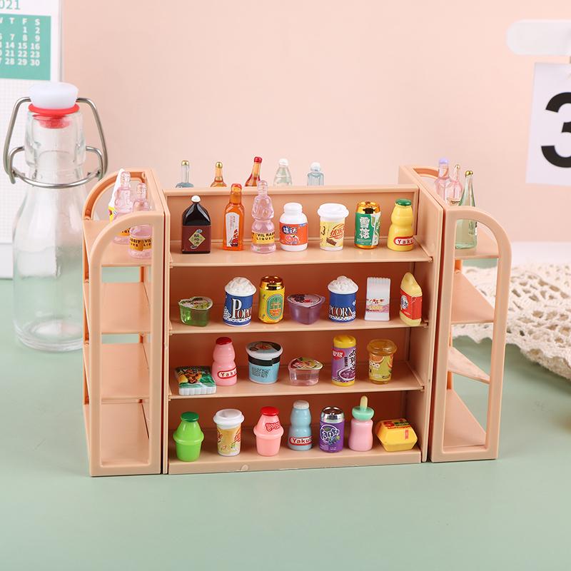1 Set Doll House Scene Decor Accessories 1:12 Dollhouse Miniature Supermarket Shelf Mini Display Stand Storage Rack Model Toy