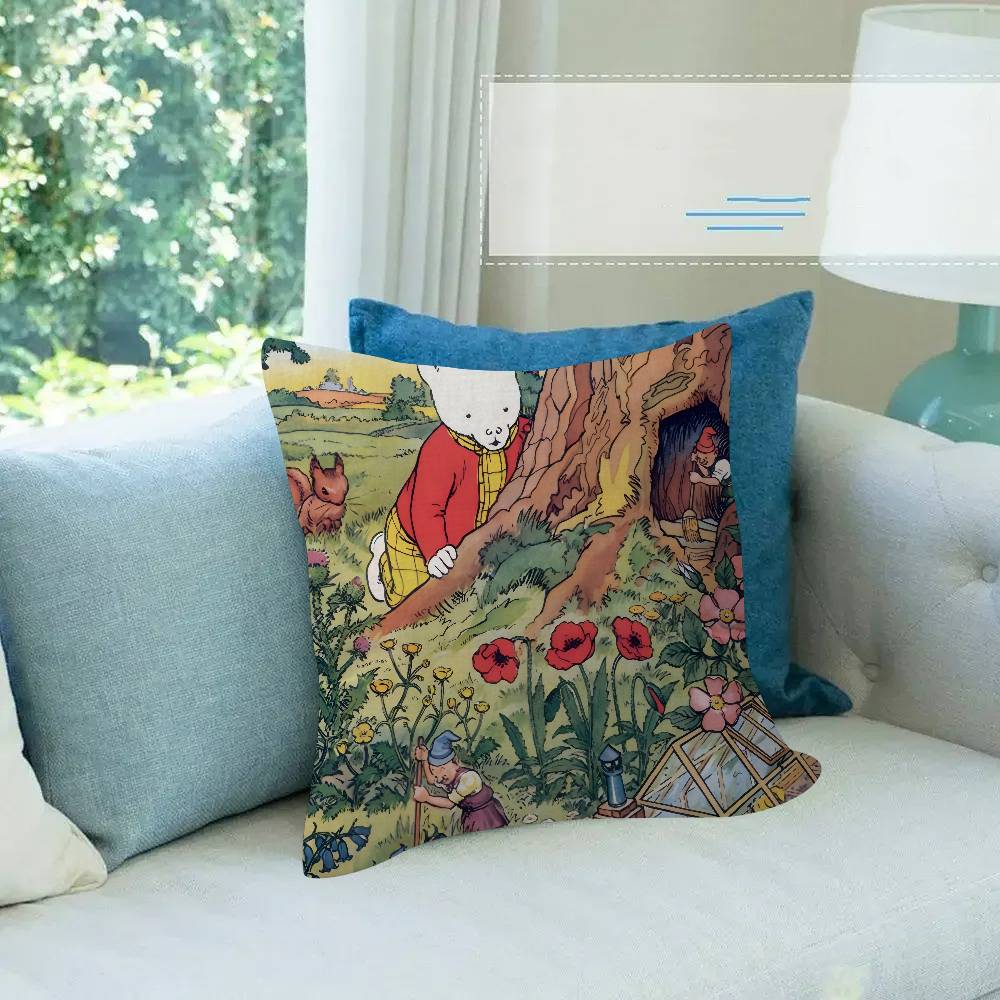 Anime R-Rupert B-Bear Maple Design Cushion Cover Happy Autumn Harvest Decor Holiday Decorati Pillow Cover