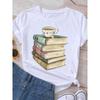 Summer Women's Printed Reading Time White Plus Size Base Shirt Women's Short Sleeved Pure Cotton T-Shirts Women’s