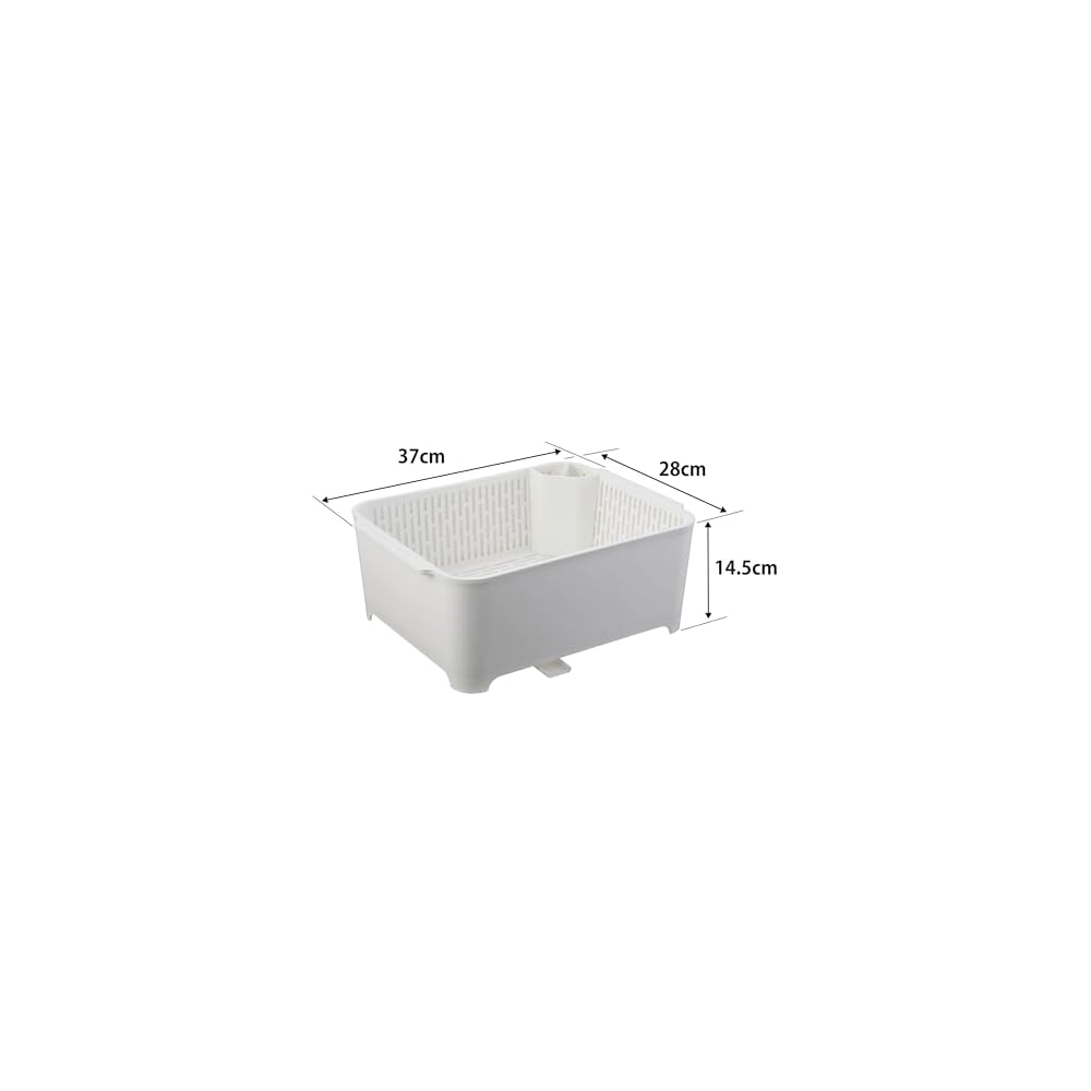Yamazaki Jitsugyo Dish Drying Set, White, Approx. W37 x D28 x H145cm, Tower Series, Washing Basin,