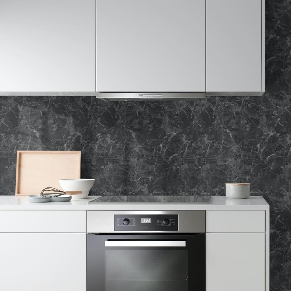 Jiroka Remake Marble Wallpaper 40cm Wide X 10m Perfect for and Rental Properties Sheet, Sticker, Gray, Marble-Look Wallpaper, Pre-Adhesive, Long,