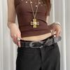 Pu Leather Women's Belt Y2k Dress Jeans Belt Fashionable Cross Waist Belt  Waist Accessories