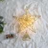 LED Star Christmas Tree Topper Glitter Gold Metal Star Light Ornament Battery Powered