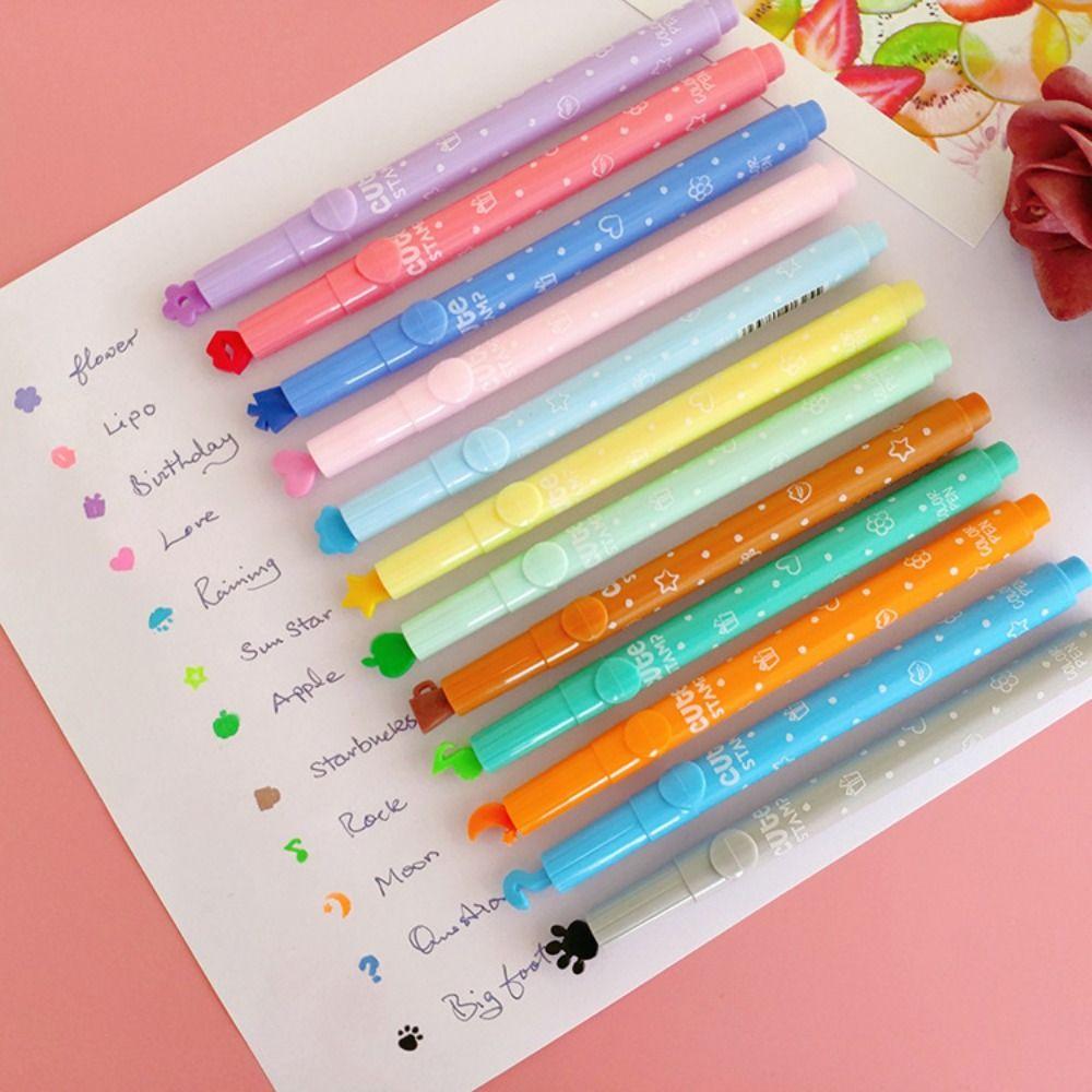 Candy Color Highlighters Pen Journal Diary Decoration Highlighter Cute Stamp