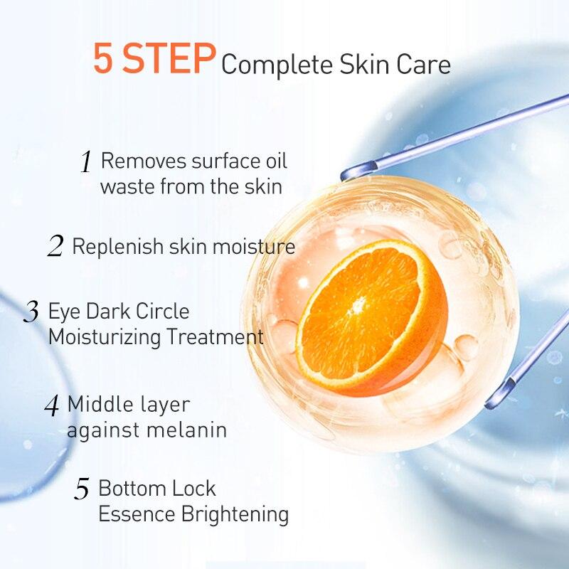 JoyPretty Витамин С Набор для ухода за кожей лица Отбеливающий крем для лица Тонер-сыворотка Осветляющая увлажняющая очищающая сыворотка для лица Сыворотка для глаз