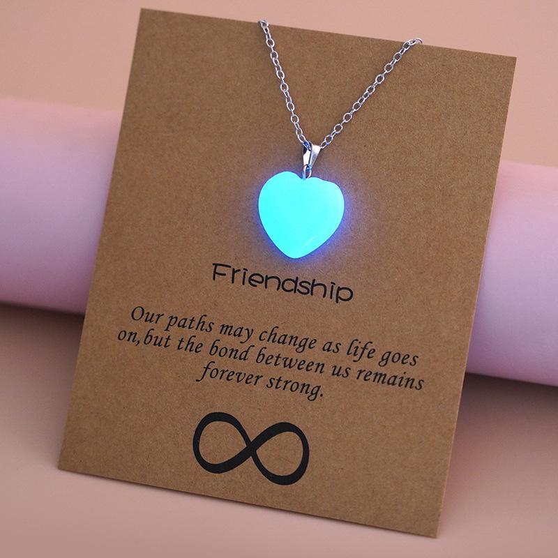 JWER New Simple Luminous Necklace Glowing Night Round Star Heart Pendant Glow In The Dark Necklace for Men Women Hallowen Gifts