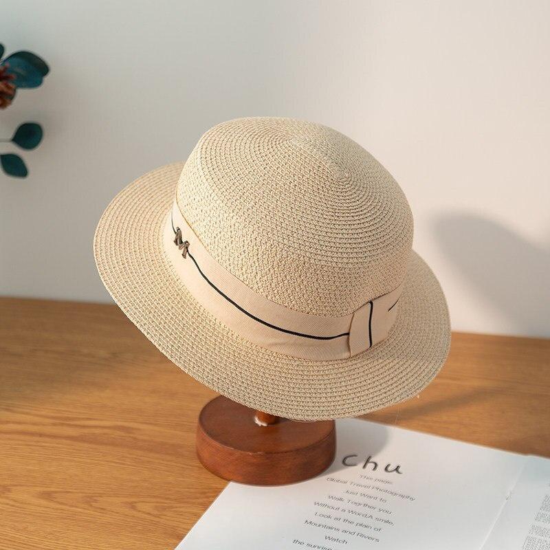 Женская панама с широкими полями, соломенная шляпа, шляпа джаз, летняя шляпа, женская шляпа от солнца, простая шляпа с плоским верхом 2025