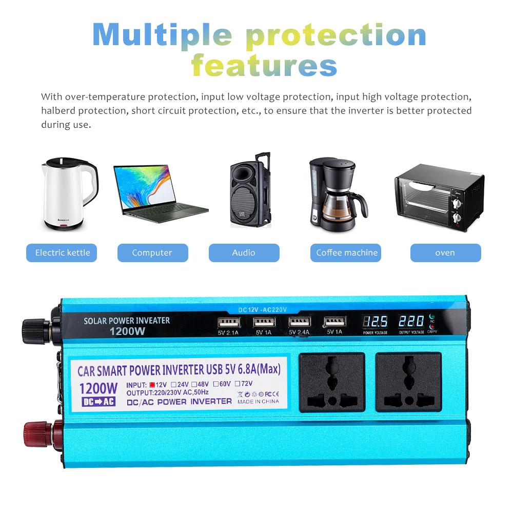 4USB солнечный автомобильный инвертор 3000 Вт инвертор постоянного тока 12 В 24 В 48 В в переменный ток 220 В преобразователь напряжения трансформатор двойной ЖК-дисплей