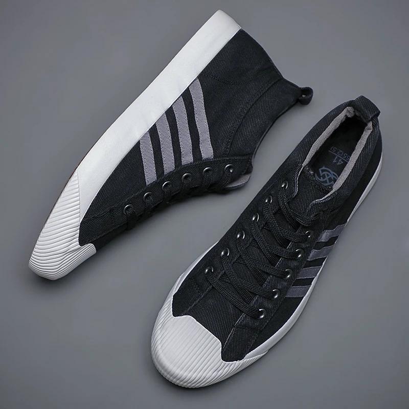 Мужская парусиновая обувь для прогулок на открытом воздухе, нескользящая повседневная обувь 2024 года, модные дышащие высокие мужские кроссовки, летняя новая спортивная обувь