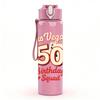 1PC Las Vegas 50th Birthday Party 750ml Color Plastic Sports Water Bottle Leakproof Flip Straw Lid Suitable for Sports Office Home Use