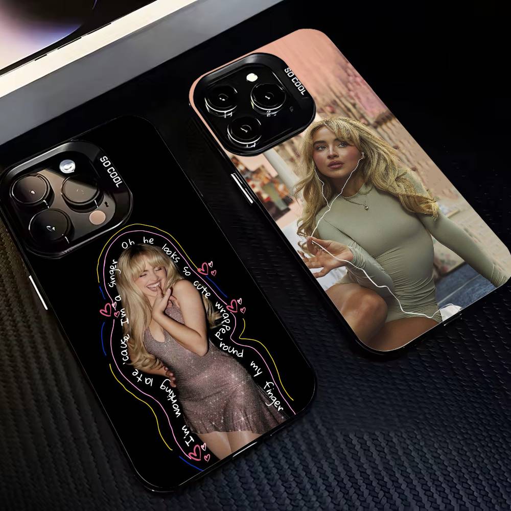 S-Sabrina Singer C-Плотник Чехол для телефона Для iPhone17 16 15 14 13 12 Pro Max Серый Черный Матовый Лазерный Металлик Аврора Funda