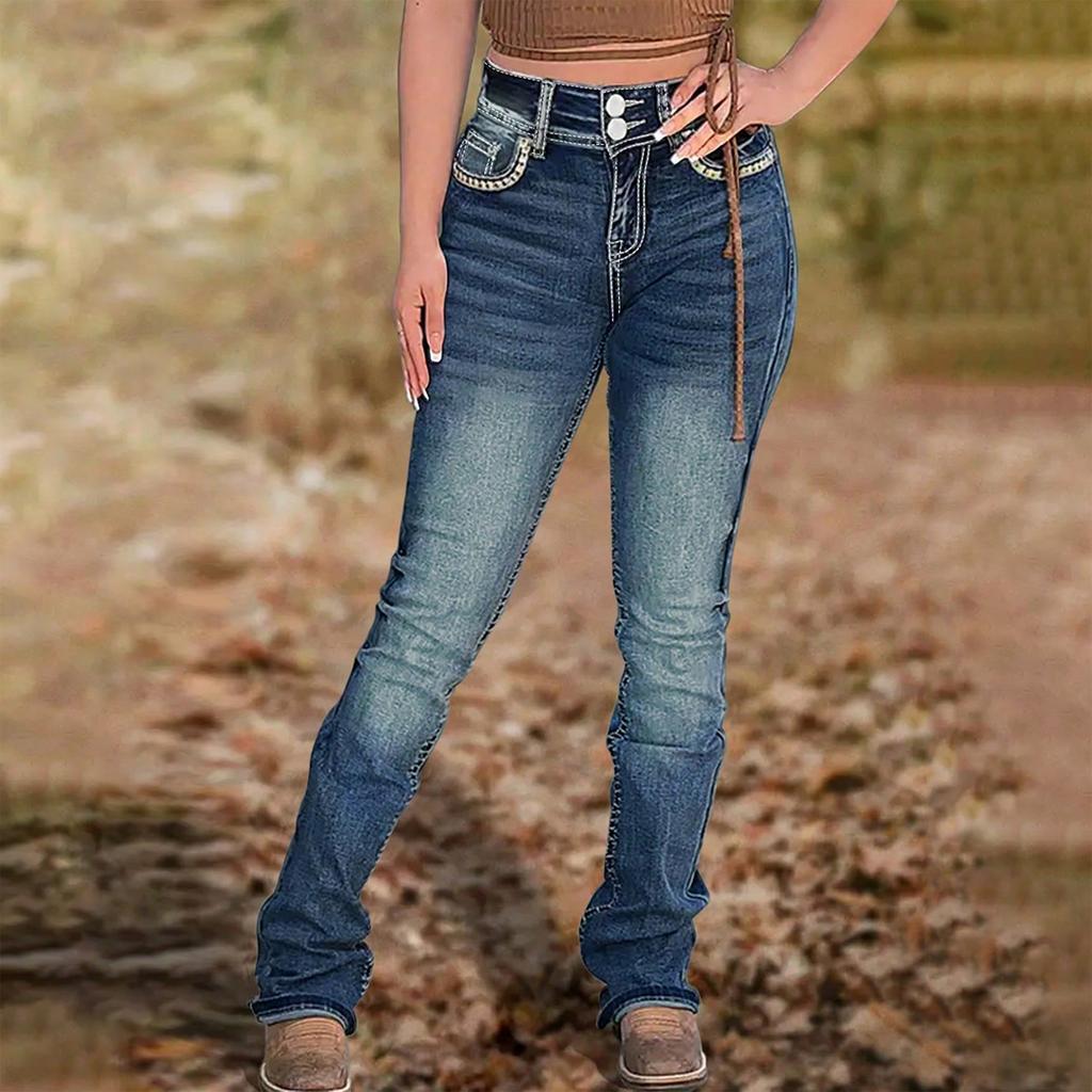 Женские потертые женские джинсы с высокой талией Модные универсальные прямые брюки