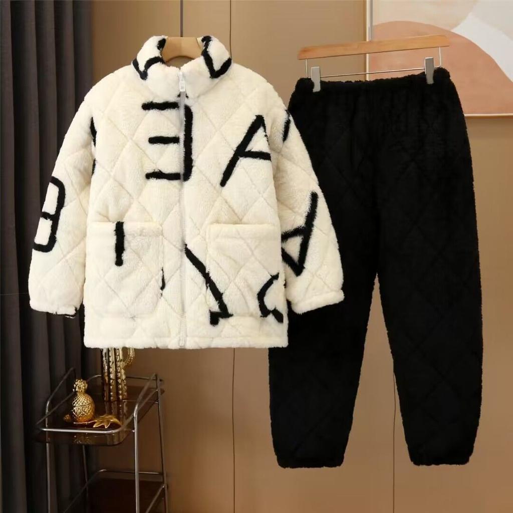 Girls' special home women's cotton thermal cotton clip flange loungewear coral winter thick velvet thickened