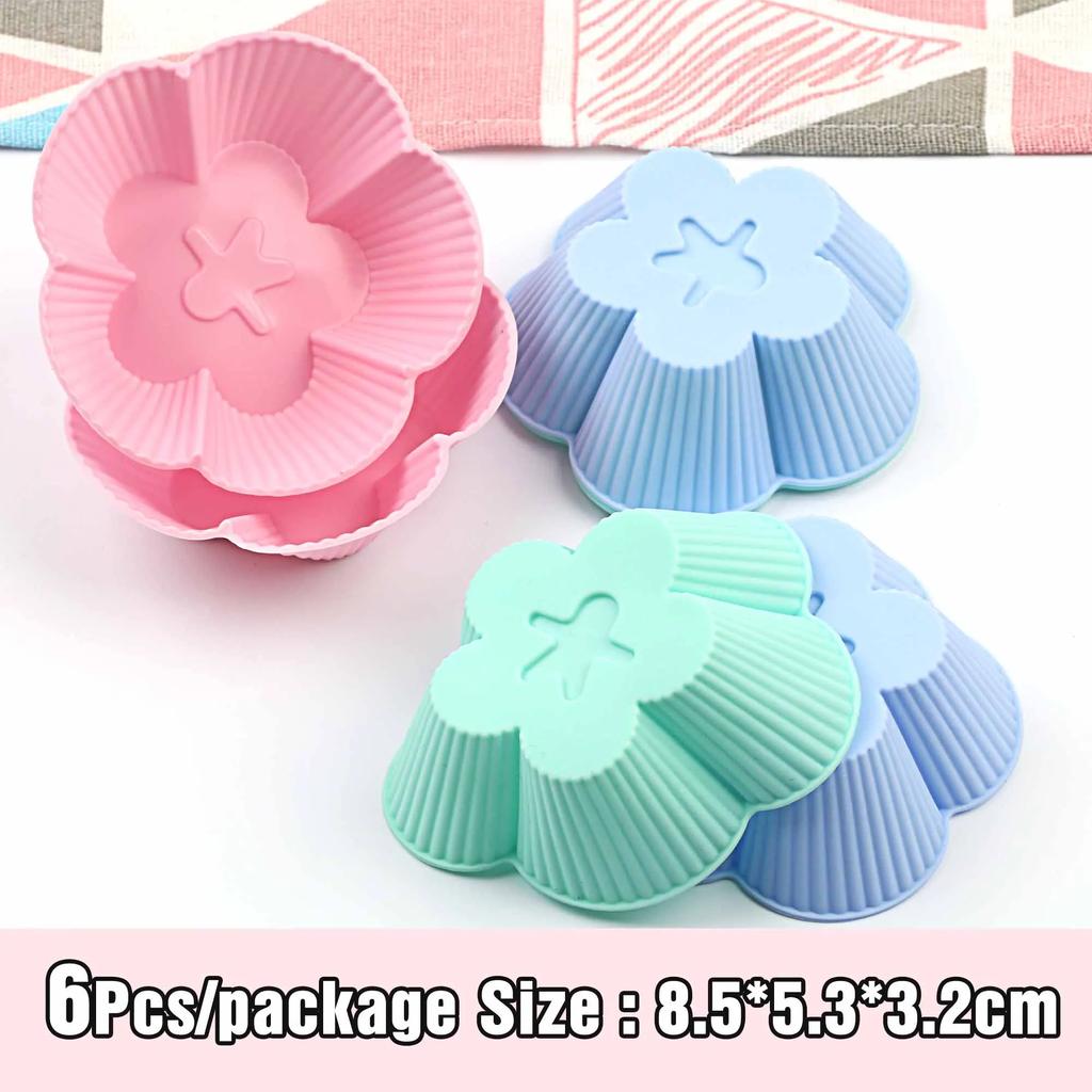 Новые силиконовые формы для кексов 6 шт., формы для выпечки кексов, антипригарные термостойкие многоразовые силиконовые формы для кексов своими руками