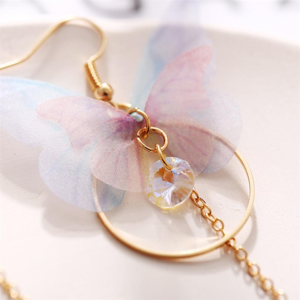 1 Pairs Of Women Earrings Alloy Retro Style Asymmetric Butterfly-shape Earrings