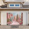 2D plane 1 piece of pink lollipop forest candy park Christmas background fabric with snow tree patternZL