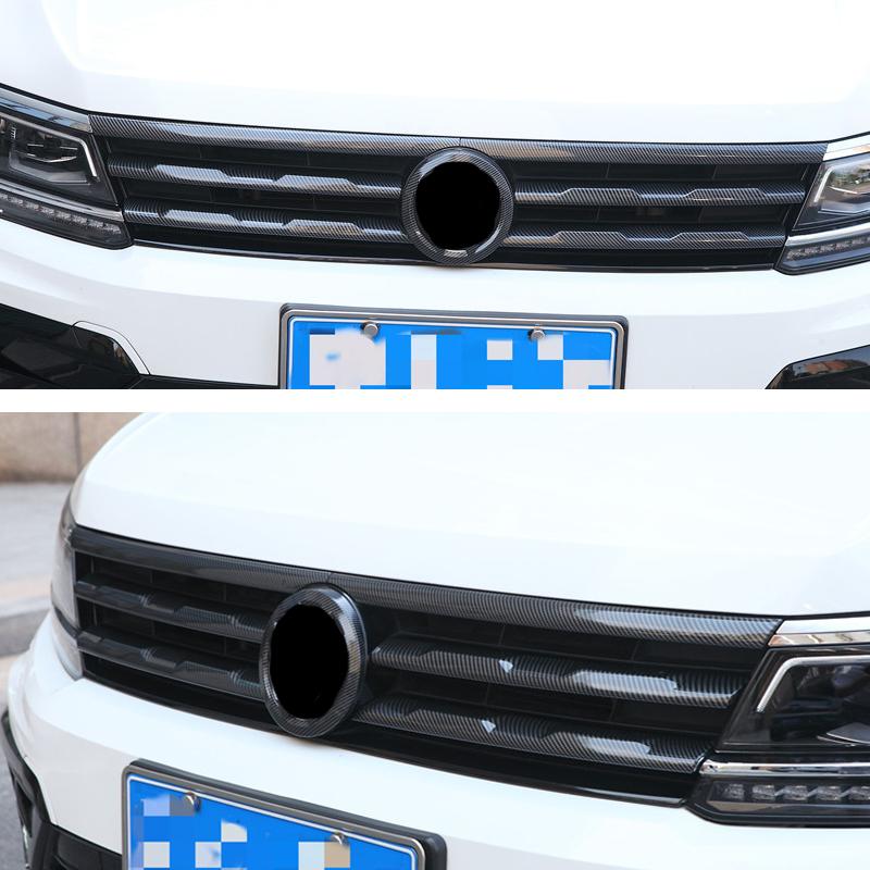 Комплект полосок отделки центральной решетки переднего бампера, подходящих для Volkswagen Tiguan MK2 2017-2024, автомобильные аксессуары, прямые черные полоски