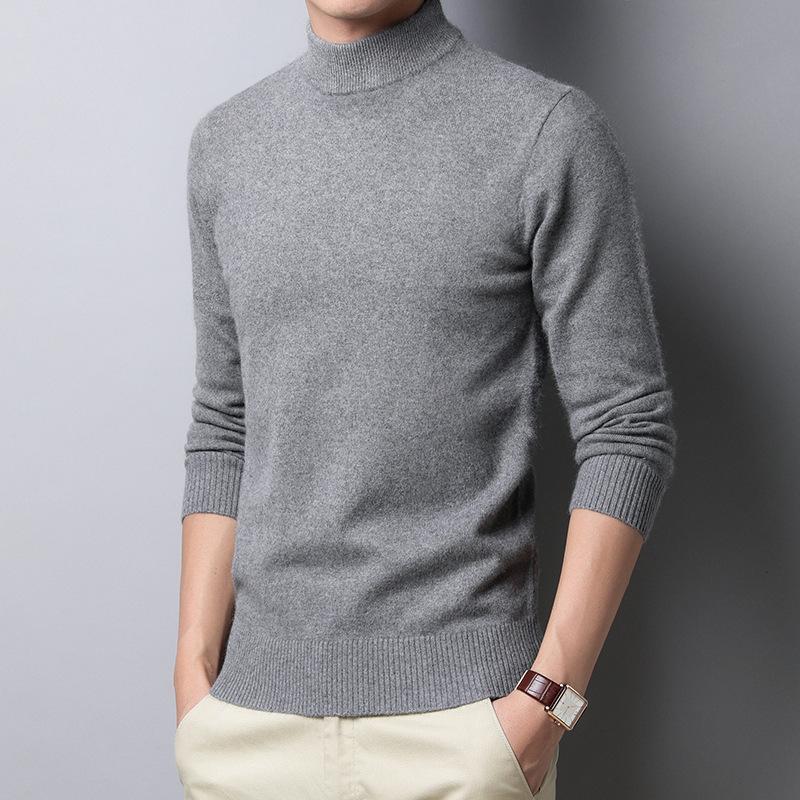 Сплошной цвет мужчины водолазка кашемировый свитер Slim Fit дна свитер бизнес