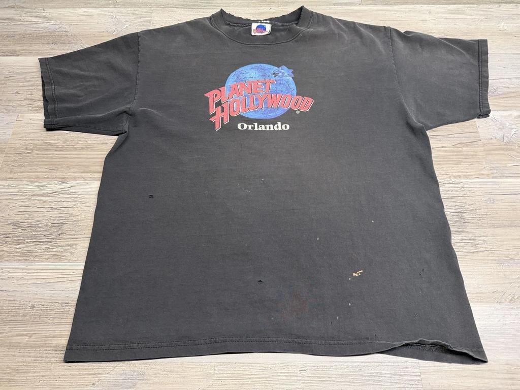 Vintage 90’s Planet Hollywood Orlando T-Shirt Mens Size XL Faded Black USA