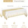MOLFUJ 54" X 108" Белая и золотая пластиковая скатерть для вечеринки, 2 упаковки одноразовых белых скатертей для прямоугольного стола 8 футов, на день рождения, свадьбу