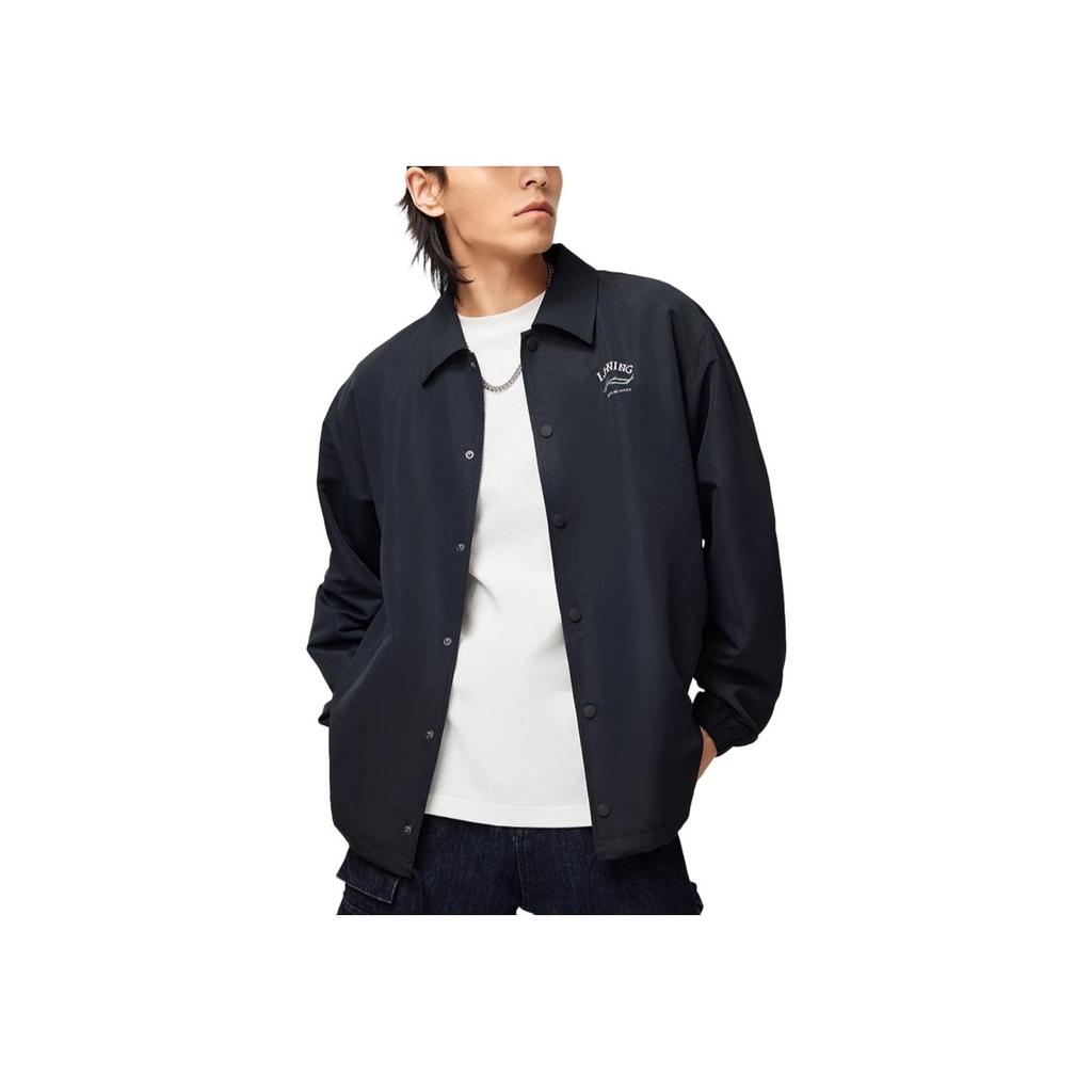 Li-Ning Удобная повседневная однотонная куртка Sports Life Series, мужская верхняя одежда, черная AFDU365-2