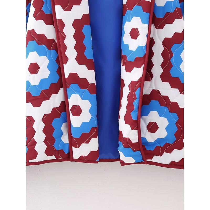 2023 Осеннее женское хлопковое пальто в стиле пэчворк с геометрическим принтом