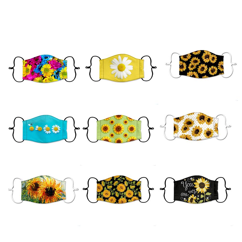 Антипылевая модная профилактическая многоразовая регулируемая маска PM2.5 от пыли унисекс с подсолнечником и дымкой для лица и рта