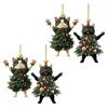 Christmas Cat In Christmas Tree Acrylic Hanging Ornament 2D Flat Car Rearview Mirror Charm Holiday Gifts for Cat Lovers