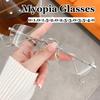 Fashion Rimless Myopia Glasses Men'S And Women'S Luxury Myopia Glasses Fashion High-Definition Blue Light Blocking Glasses