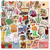 50 Retro Aesthetic Stickers European and American Brown Boho Aesthetic Literary Pattern Stickers