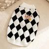 Autumn and Winter Dog Checkerboard Corgi Sweater Medium and Small Dog Warm Knitted Sweater Dachshund Pet Clothes