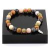 Stones and Minerals. Labradorite + Pink Opal + Landscape Jasper + Unakite 8 Pearl Bracelet Made In France.