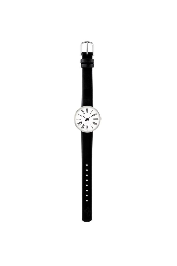 ARNE JACOBSEN ROMAN 53300-1401 Watch, White, Leather Strap, 30mm, Nordic Design, Water Resistant (Quiet Design with No Second Hand), Model Number