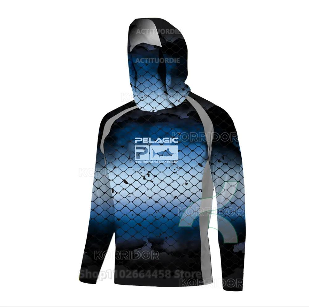 PELAGIC camouflage fishing suit for men and women long-sleeved mask hoodie sun protection breathable fishing suit can be