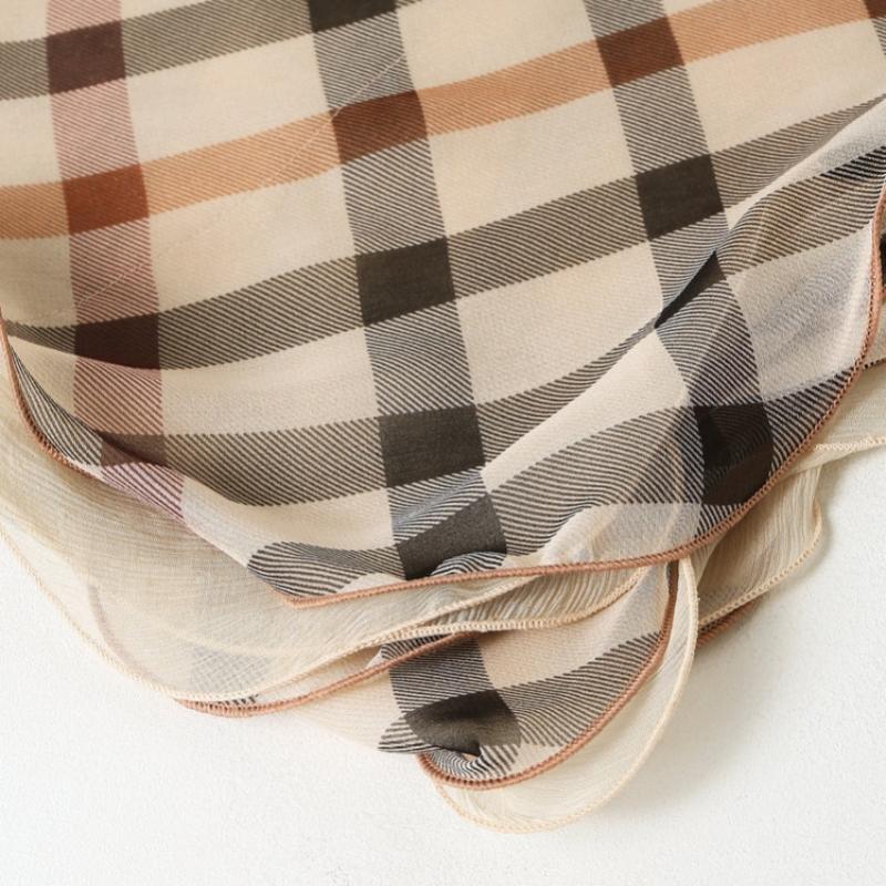 Daks Brown Check Long Silk Scarf Dcsc6e290w2