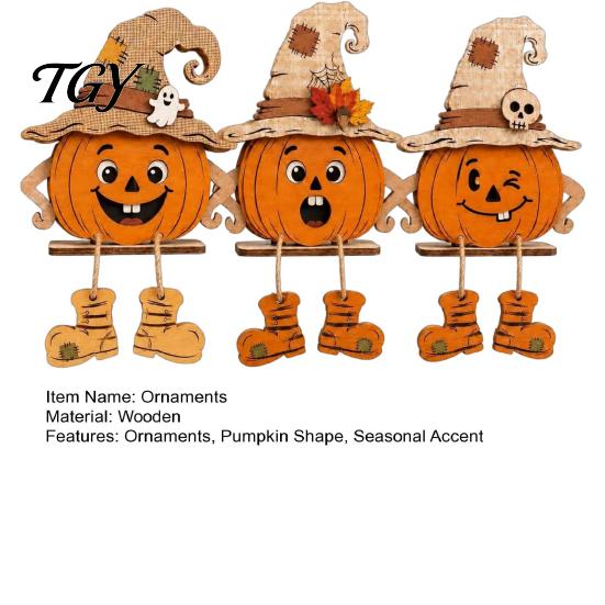 Rustic Farmhouse Halloween Ornaments 3PCS Distressed Wooden Pumpkin Ornaments, Witch Hats And Ghost Patches Retro Gothic Mantel Decor Decor,