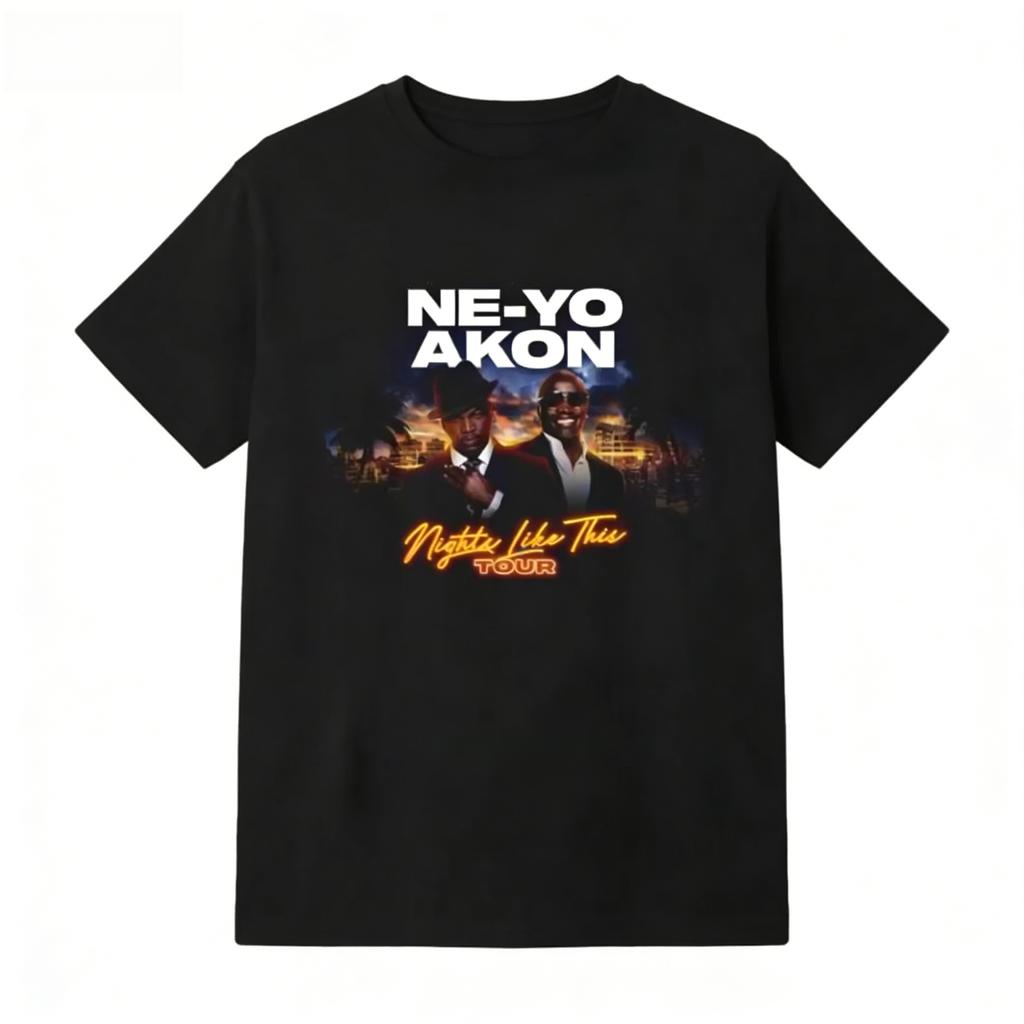 Ne Yo Akon Night Like This Tour T Shirt Fashion Casual Top for Everyday Wear Hip Hop Streetwear Unisexs Clothing 2026 Summer New