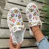 Large Size Women'S Single Shoes Spring And Autumn Halloween Elements Printed Ghost Skull Canvas Shoes Casual Single Shoes