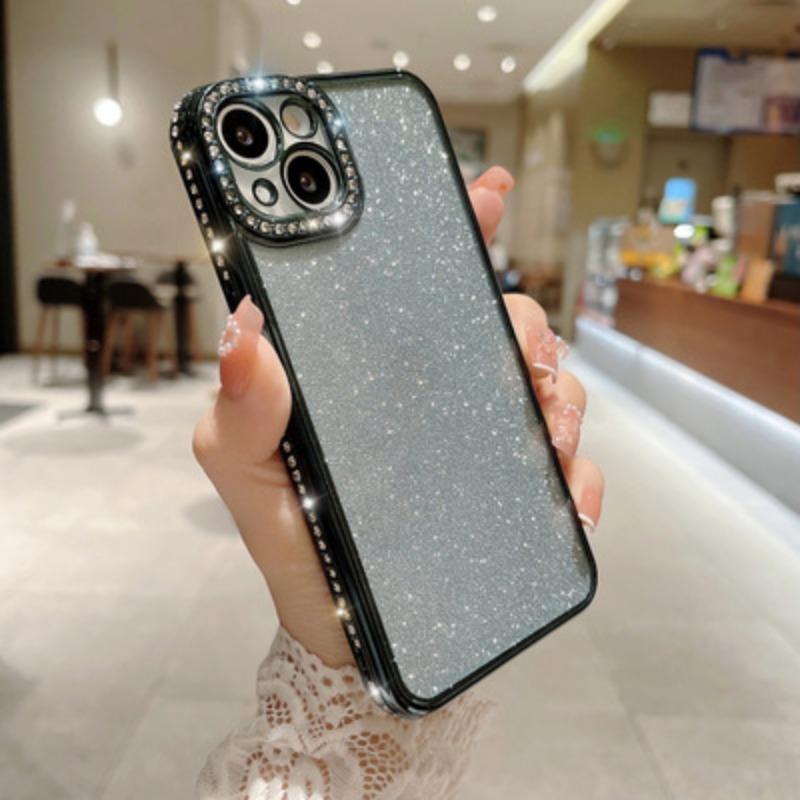 Applicable To Iphone16ProMax Single Row Drill Mobile Phone Case Apple 15 Lens Lace Diamond Plating 14 Protective Case Xr