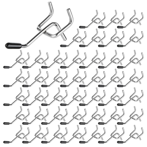 RILIHII 5cm Perforated Board Hook Set with Rubber, T-Shaped, Compatible with 5.5mm Thick Boards, 25mm Hole Pitch, 5mm Hole Diameter, Dedicated Fixing
