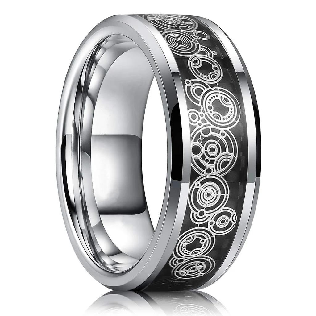 Vintage CopperColor Titanium Stainless Steel Rings for Men Black Carbon Fiber Ring Wedding Jewelry Christmas Gift Accessories