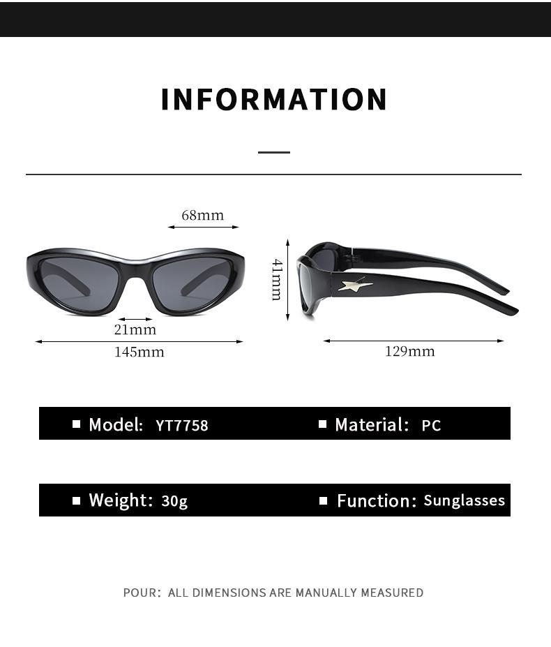 Солнцезащитные очки Alien Cat Eyes Cool Star Женская мода Уличная фотография Киберпанк Футуристические солнцезащитные очки 7758