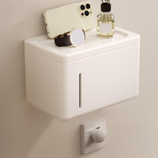 Napkin Storage Box Wall Mounted Waterproof Toilet Paper Holder Non-Drilled